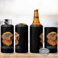 Patriotic Dog 'Merica 4 in 1 Can Cooler Tumbler Golden Retriever Sunglasses Funny 4th Of July - Wonder Print Shop