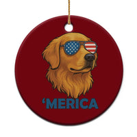 Patriotic Dog 'Merica Ceramic Ornament Golden Retriever Sunglasses Funny 4th Of July - Wonder Print Shop