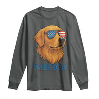 Patriotic Dog 'Merica Long Sleeve Shirt Golden Retriever Sunglasses Funny 4th Of July - Wonder Print Shop