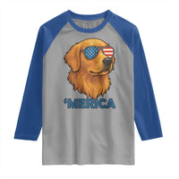 Patriotic Dog 'Merica Raglan Shirt Golden Retriever Sunglasses Funny 4th Of July - Wonder Print Shop