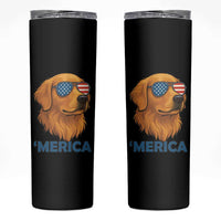 Patriotic Dog 'Merica Skinny Tumbler Golden Retriever Sunglasses Funny 4th Of July - Wonder Print Shop