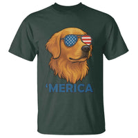 Patriotic Dog 'Merica T Shirt Golden Retriever Sunglasses Funny 4th Of July - Wonder Print Shop