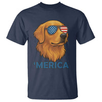 Patriotic Dog 'Merica T Shirt Golden Retriever Sunglasses Funny 4th Of July - Wonder Print Shop