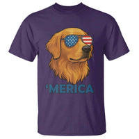 Patriotic Dog 'Merica T Shirt Golden Retriever Sunglasses Funny 4th Of July - Wonder Print Shop