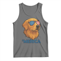 Patriotic Dog 'Merica Tank Top Golden Retriever Sunglasses Funny 4th Of July - Wonder Print Shop