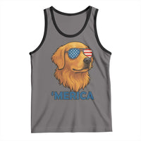 Patriotic Dog 'Merica Tank Top Golden Retriever Sunglasses Funny 4th Of July - Wonder Print Shop