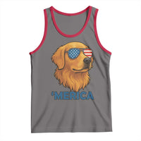 Patriotic Dog 'Merica Tank Top Golden Retriever Sunglasses Funny 4th Of July - Wonder Print Shop
