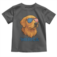 Patriotic Dog 'Merica Toddler T Shirt Golden Retriever Sunglasses Funny 4th Of July - Wonder Print Shop