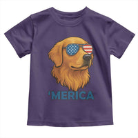 Patriotic Dog 'Merica Toddler T Shirt Golden Retriever Sunglasses Funny 4th Of July - Wonder Print Shop