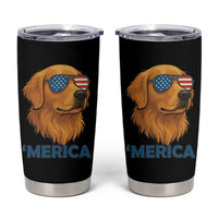 Patriotic Dog 'Merica Tumbler Cup Golden Retriever Sunglasses Funny 4th Of July - Wonder Print Shop