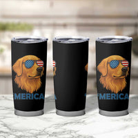 Patriotic Dog 'Merica Tumbler Cup Golden Retriever Sunglasses Funny 4th Of July - Wonder Print Shop