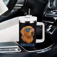 Patriotic Dog 'Merica Tumbler With Handle Golden Retriever Sunglasses Funny 4th Of July - Wonder Print Shop