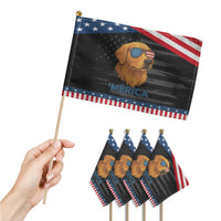 Patriotic Dog 'Merica Patriotic Handheld Flag Golden Retriever Sunglasses Funny 4th Of July