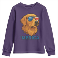 Patriotic Dog 'Merica Youth Sweatshirt Golden Retriever Sunglasses Funny 4th Of July - Wonder Print Shop