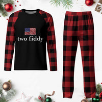 Two Fiddy America 250th Anniversary Minimalist Plaid Pajama Set Funny US American Flag Slang 1776 to 2026 Semiquincentennial