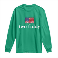 Two Fiddy America 250th Anniversary Minimalist Long Sleeve Shirt Funny US American Flag Slang 1776 to 2026 Semiquincentennial