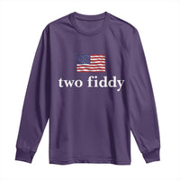 Two Fiddy America 250th Anniversary Minimalist Long Sleeve Shirt Funny US American Flag Slang 1776 to 2026 Semiquincentennial