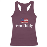 Two Fiddy America 250th Anniversary Minimalist Racerback Tank Top Funny US American Flag Slang 1776 to 2026 Semiquincentennial