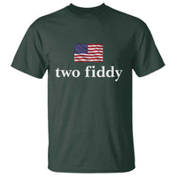 Two Fiddy America 250th Anniversary Minimalist T Shirt Funny US American Flag Slang 1776 to 2026 Semiquincentennial