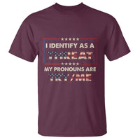 Funny Pronoun T Shirt I Identify As A Threat My Pronouns Are Try Me American Flag - Wonder Print Shop