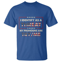 Funny Pronoun T Shirt I Identify As A Threat My Pronouns Are Try Me American Flag - Wonder Print Shop