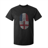Proud France England Flag Fingerprint DNA Graphic T Shirt For Kid French Anglo English Heritage Roots Dual Patriotism