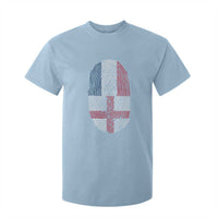 Proud France England Flag Fingerprint DNA Graphic T Shirt For Kid French Anglo English Heritage Roots Dual Patriotism