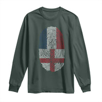Proud France England Flag Fingerprint DNA Graphic Long Sleeve Shirt French Anglo English Heritage Roots Dual Patriotism