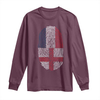 Proud France England Flag Fingerprint DNA Graphic Long Sleeve Shirt French Anglo English Heritage Roots Dual Patriotism