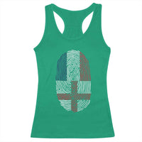 Proud France England Flag Fingerprint DNA Graphic Racerback Tank Top French Anglo English Heritage Roots Dual Patriotism