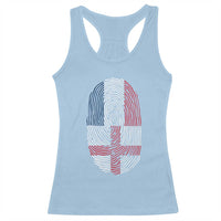 Proud France England Flag Fingerprint DNA Graphic Racerback Tank Top French Anglo English Heritage Roots Dual Patriotism