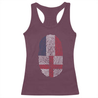 Proud France England Flag Fingerprint DNA Graphic Racerback Tank Top French Anglo English Heritage Roots Dual Patriotism