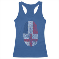 Proud France England Flag Fingerprint DNA Graphic Racerback Tank Top French Anglo English Heritage Roots Dual Patriotism