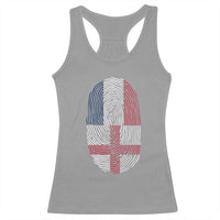 Proud France England Flag Fingerprint DNA Graphic Racerback Tank Top French Anglo English Heritage Roots Dual Patriotism