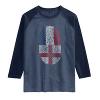 Proud France England Flag Fingerprint DNA Graphic Raglan Shirt French Anglo English Heritage Roots Dual Patriotism