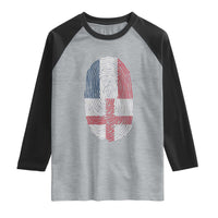 Proud France England Flag Fingerprint DNA Graphic Raglan Shirt French Anglo English Heritage Roots Dual Patriotism