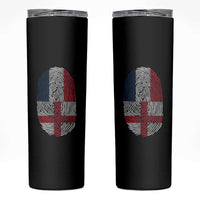 Proud France England Flag Fingerprint DNA Graphic Skinny Tumbler French Anglo English Heritage Roots Dual Patriotism