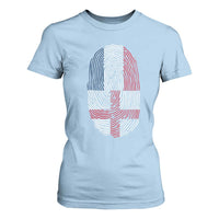Proud France England Flag Fingerprint DNA Graphic T Shirt For Women French Anglo English Heritage Roots Dual Patriotism