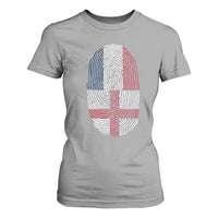 Proud France England Flag Fingerprint DNA Graphic T Shirt For Women French Anglo English Heritage Roots Dual Patriotism