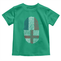 Proud France England Flag Fingerprint DNA Graphic Toddler T Shirt French Anglo English Heritage Roots Dual Patriotism