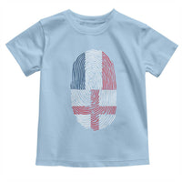 Proud France England Flag Fingerprint DNA Graphic Toddler T Shirt French Anglo English Heritage Roots Dual Patriotism