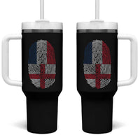 Proud France England Flag Fingerprint DNA Graphic Tumbler With Handle French Anglo English Heritage Roots Dual Patriotism