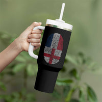 Proud France England Flag Fingerprint DNA Graphic Tumbler With Handle French Anglo English Heritage Roots Dual Patriotism
