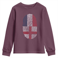 Proud France England Flag Fingerprint DNA Graphic Youth Sweatshirt French Anglo English Heritage Roots Dual Patriotism