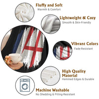 Vintage Grunge France England Flag Brush Stroke Graphic Throw Blanket French Anglo English Heritage Pride Match Day