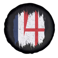 Vintage Grunge France England Flag Brush Stroke Graphic Spare Tire Cover French Anglo English Heritage Pride Match Day