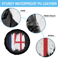 Vintage Grunge France England Flag Brush Stroke Graphic Spare Tire Cover French Anglo English Heritage Pride Match Day