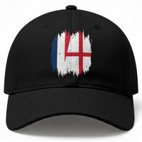 Vintage Grunge France England Flag Brush Stroke Graphic Baseball Cap French Anglo English Heritage Pride Match Day