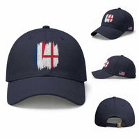 Vintage Grunge France England Flag Brush Stroke Graphic Baseball Cap French Anglo English Heritage Pride Match Day
