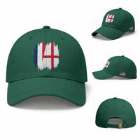 Vintage Grunge France England Flag Brush Stroke Graphic Baseball Cap French Anglo English Heritage Pride Match Day